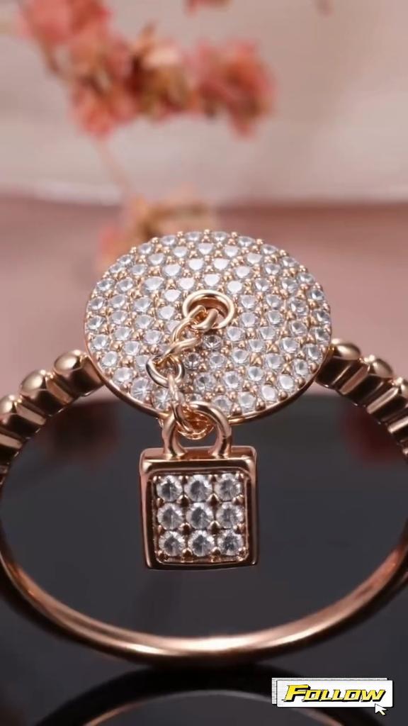 Anelli con pavé di zirconi di lusso Kinel per donna Anello dal design unico