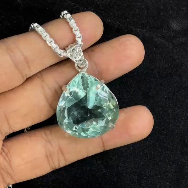 Lab Created 925 Starling Silver 74 Ct Perfect Pear Cut CERTIFIED Gems Pendant MY.PD-108-NS