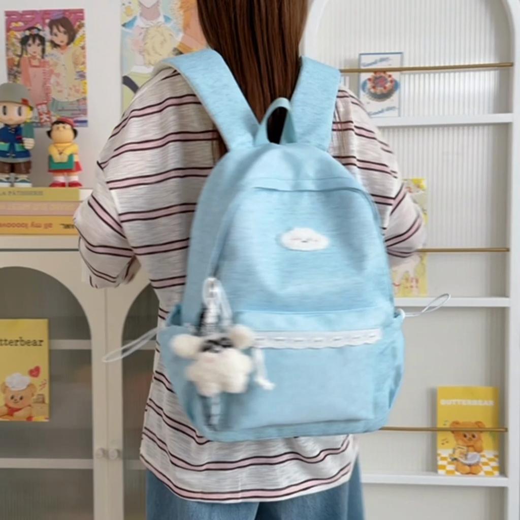 Cute Backpack for Girls Lace Trim Lightweight School Bag for Women Daily Use