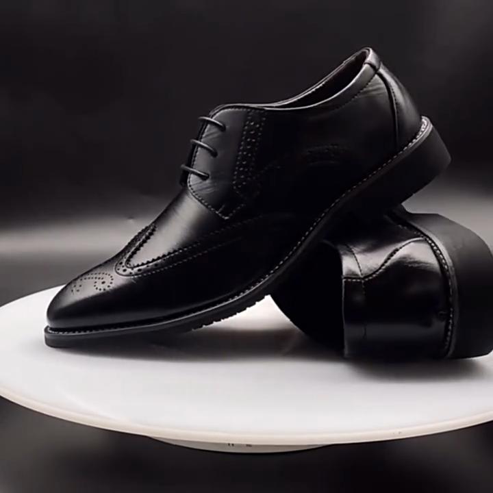 Vintage Fashion Outdoor Men's Oversized Business Formal Leather Shoes Gentleman's Fashionable Casual Side-Lace Shoes Comfortable Shoes