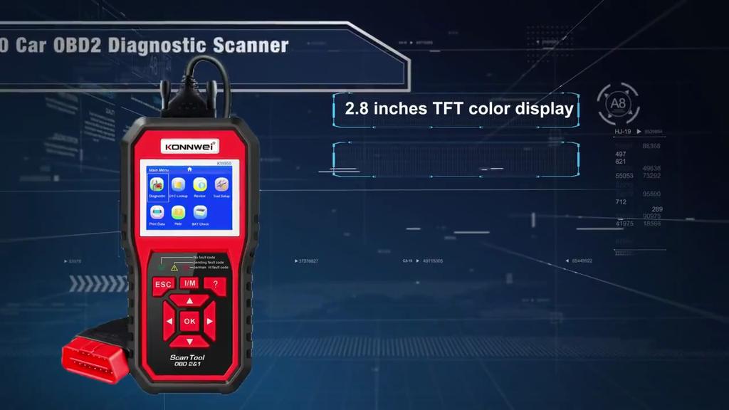 KONNWEI KW850 OBD2 Nástroje pro diagnostické skenery pro automobily OBD 2 Diagnostický nástroj pro kontrolu motoru Čtečka kódů pro automobilový skener