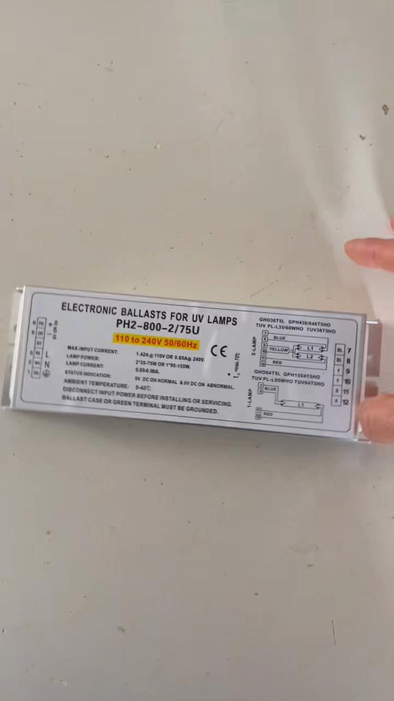 PH2-800-2/75U Germicidal Lamp Electronic Ballasts for UV Lamp 1-Lamp 95-155W or 2-Lamp 2X35-75W
