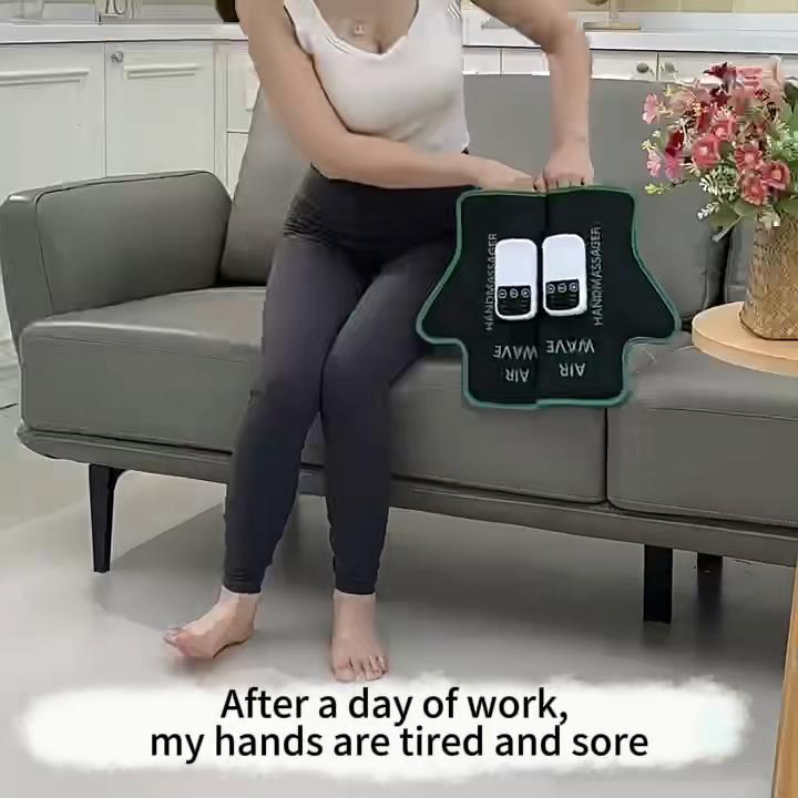 Portable AIR WAVE Massage Gloves Heating + Air Pressure Relief Portable Hand Massager for Pain, Numbness & Carpal Tunnel Rechargeable & Lightweight