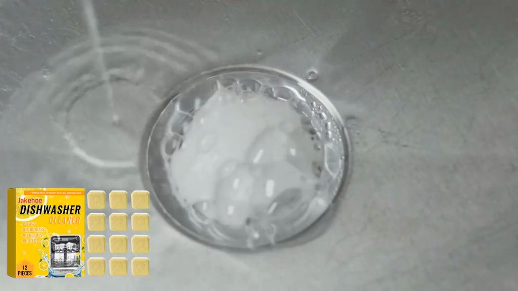 Jakehoe Dishwasher Cleaning Tablet 12pcs Special Dishwashing Block Heavy Dishwasher Cleaning Degreasing & Scale Removing Washing Tablet