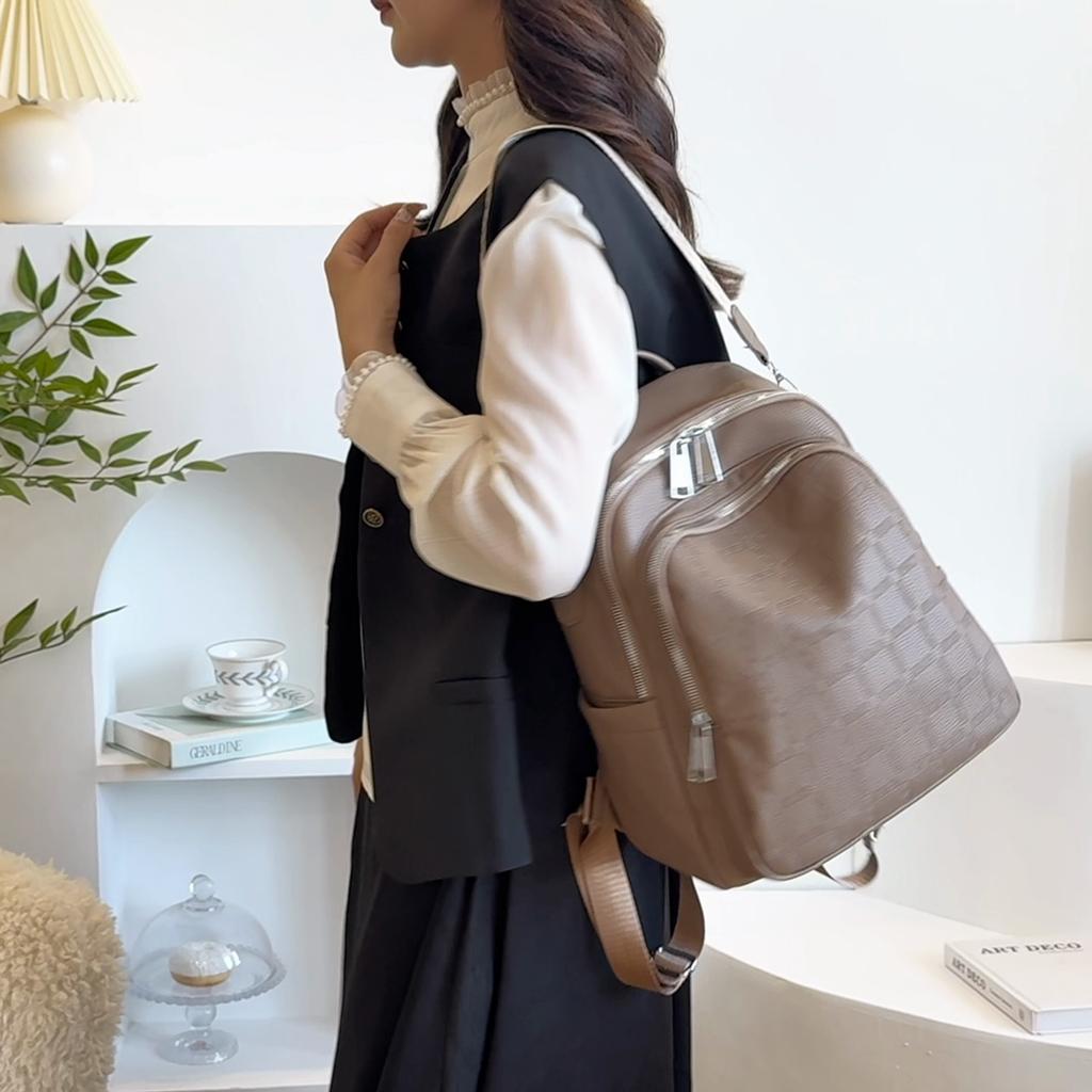 Women's Soft Leather Large Capacity Backpack Multi-Function Shoulder Bag