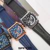 SANDA Sanda New Quartz Watch Square Belt Three-eye Six-pin Nail Scale Fashion Watch