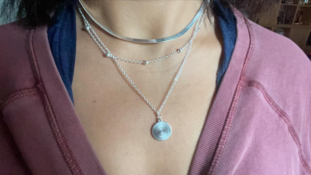 Collana A Strati Donna In Argento 925 Con Ciondolo A Cerchio – Ipoallergenica, Gioiello Multifila - 2