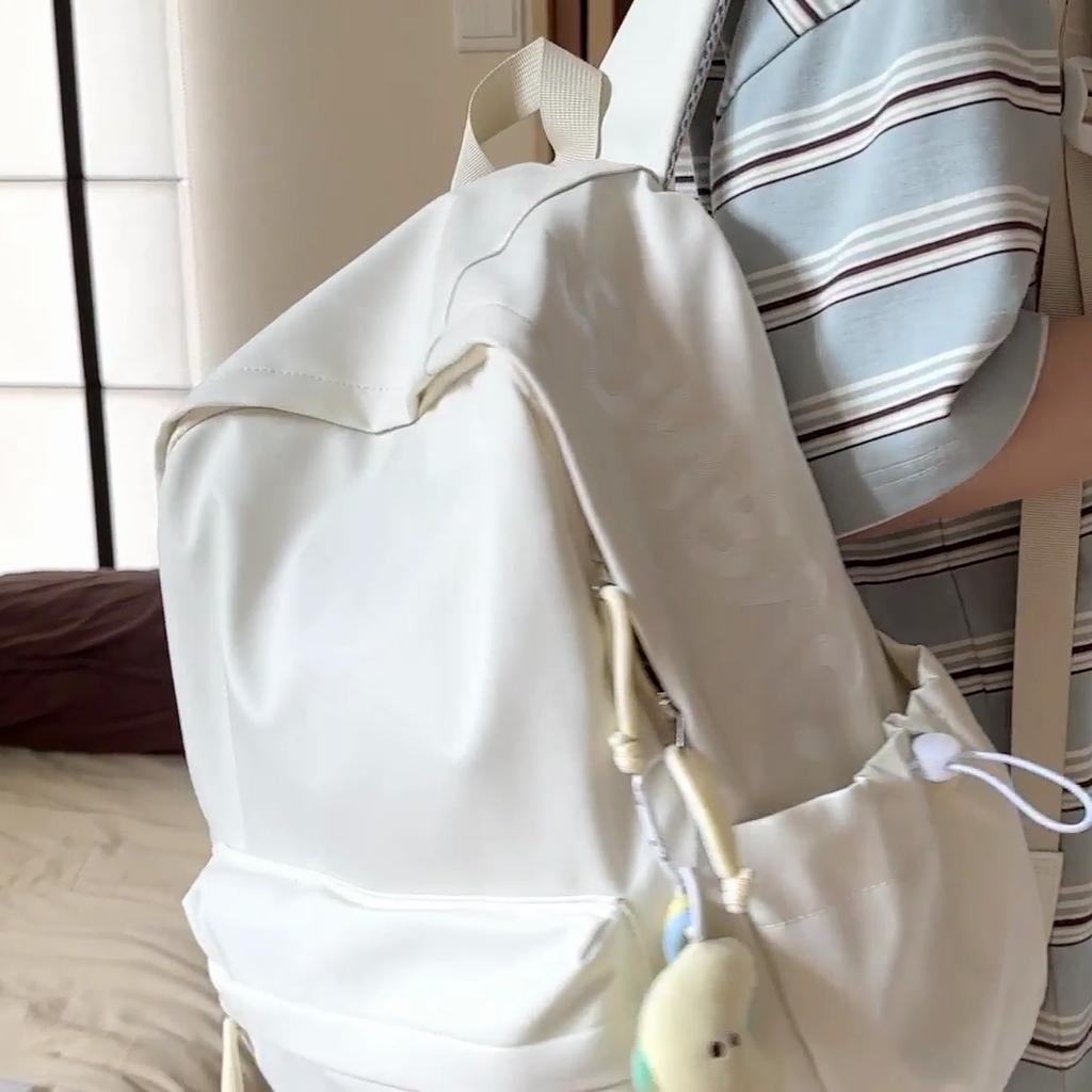 Girls' Solid Color Backpack Junior High School Students Lightweight Schoolbag Large Capacity Backpack