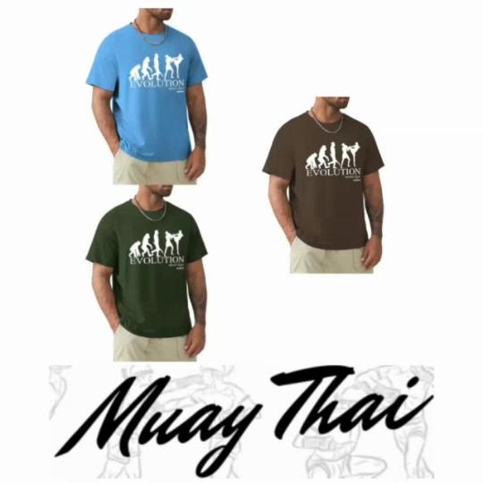 Evolution Muay Thai T-Shirt Kick Boxing 3D Print Unisex Men Women Short Sleeve Round Neck MMA Mix Martial Art Training Fighting