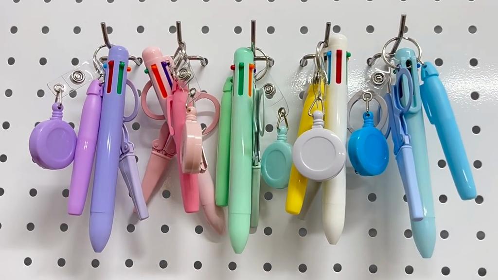 5Pcs Nurse Pen Set Nurse Badge Accessories Mini Retractable Ball Pens Highlighter Badge Clip LED Keychain Folding Scissors