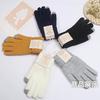 Gloves for Women In Winter, Thickened with Velvet, Korean Version, Cold Resistant, Cute, Cycling, Touch Screen, Warm, Knitted Yarn Gloves