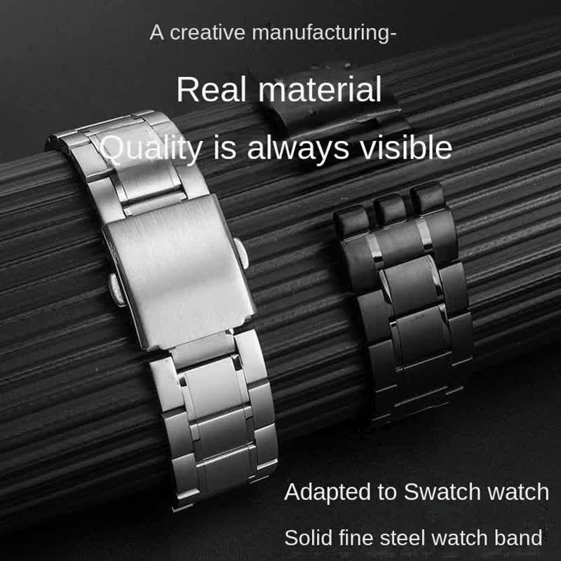 19mm 21mm Para Swatch pulsera de metal de núcleo sólido cadena de reloj cóncava convexa YVS400 451 YVB404 hombres de hierro mujeres banda de reloj de acero