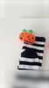 1 Paar Halloween-Strümpfe über dem Knie, lustiger Cartoon-Kürbis, gestreifte Kontrastfarbe, weich, warm, hohe Elastizität, einfarbig, Winter-Oberschenkelsocken