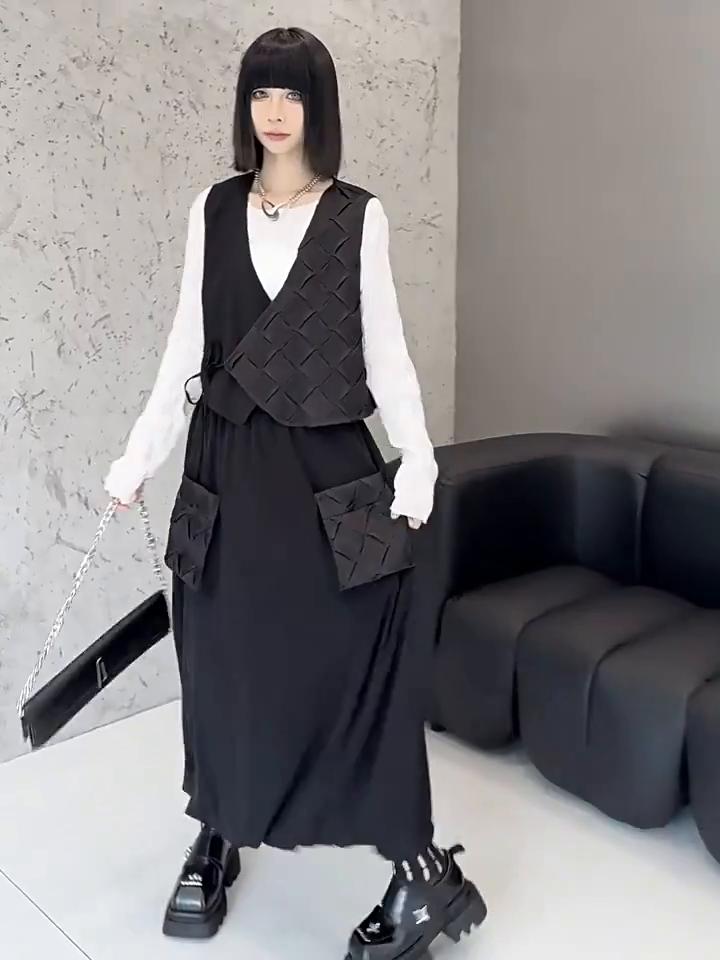 Xitao Solid Color Patchwork Dress LJ1076