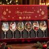 Christmas Wine Glasses Set of 6 Santa Snowman Reindeer Holiday Goblet Gift