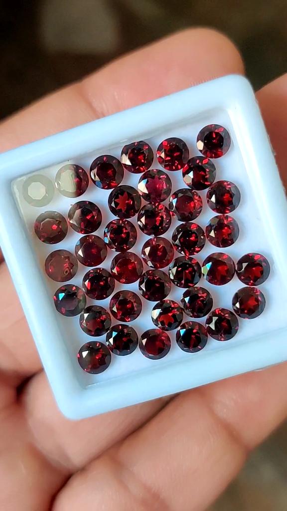 5 Mm Round Cut Natural Red Garnet Gemstone Lot, Healing Gemstones Lot.