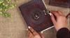 Real Leather Green Stone Brown Embossed Handmade Diary with Metal Lock -Size of (H) 10*(L) 7* Brown