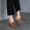 Johnature Loafer aus echtem Leder mit quadratischer Zehenpartie und weicher Sohle, flache Schuhe, Retro-Schlupfschuhe in Mischfarben für Damen
