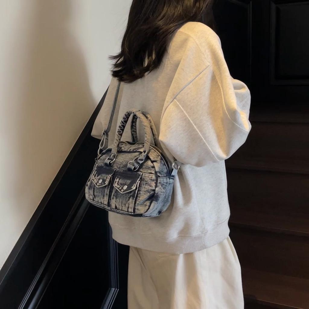 Women's Denim Shoulder Bag Large Capacity Small Square Bag