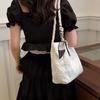 Fashion Embroidery Flower Shoulder Bag Women Large Capacity Ribbon Decoration Handle Bag Casual Commuter Shopping Tote Bag