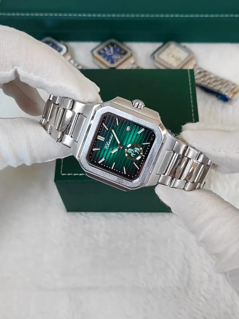Mens Casual Business Luxury Brand Watches Large Square Dial Quartz Luminous Calendar Stainless Steel Watch