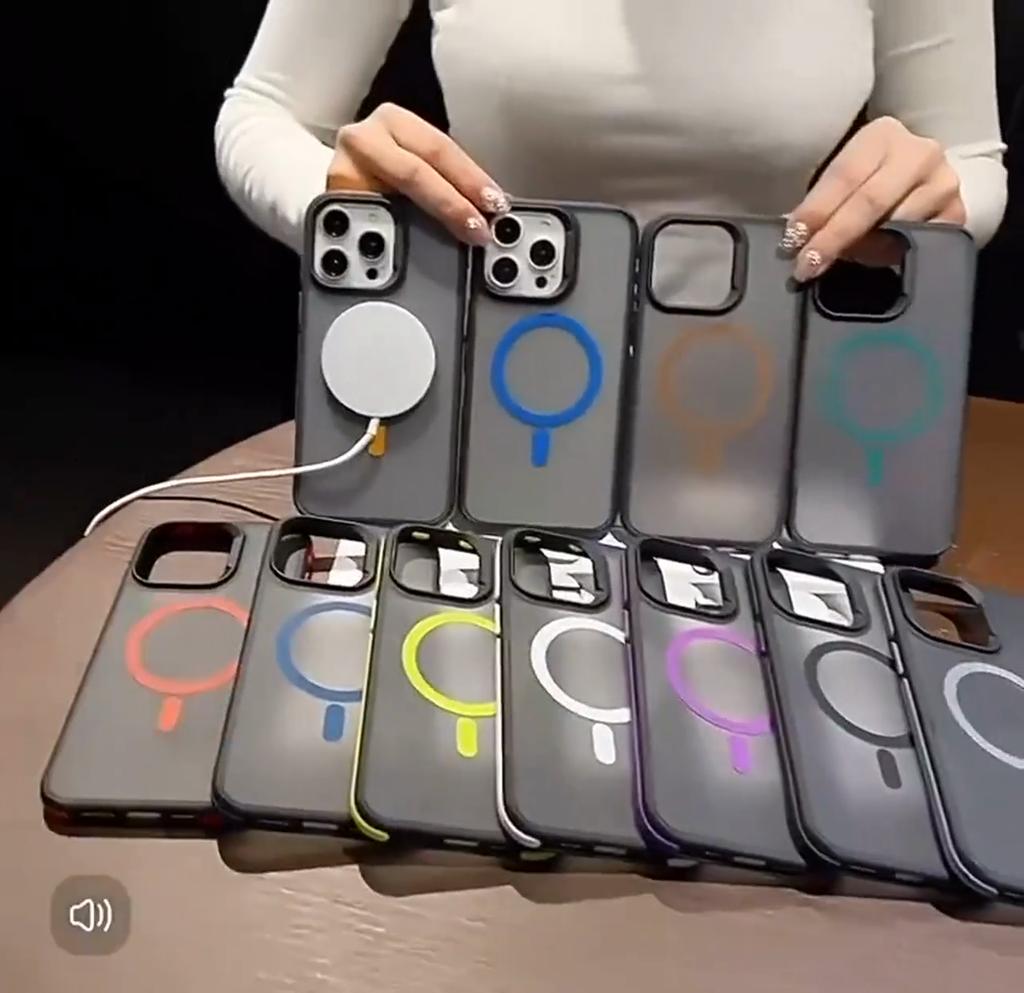 Luxury Frame Colorful Matte Translucent Magnetic For Magsafe Case For iPhone 16 15 14 13 12 11 Pro Max Plus Wireless Charging Cover