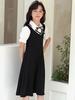 Girls' School Uniform Set with Ruffles, Summer Toddler Girls' College Style Dress Two Piece Outfit