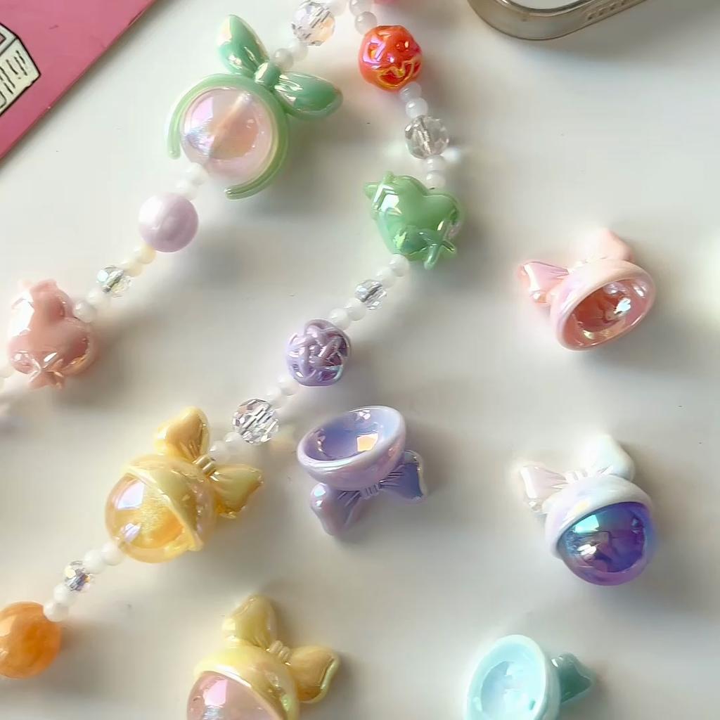 4pcs Acrylic Rabbit Bow Beads Charm Loose Spacer Beadsfor Necklace Keychain DIY Jewelry Craft Making