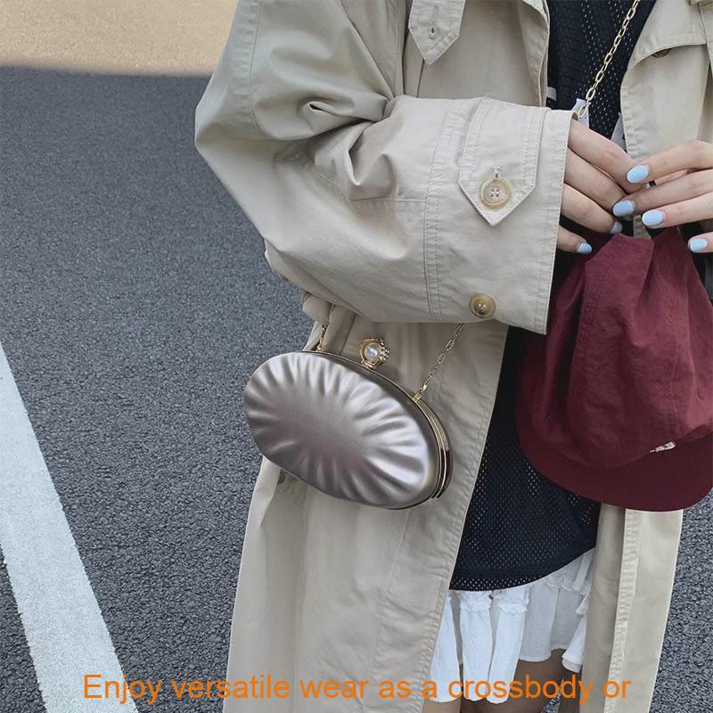 Acrylic Shell Clutch Bag With Chain Strap For Womens Daily Use