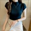 Women's Vest Summer Inner Half High Neck Knit Camisole Top Sleeveless Short Bottom Shirt