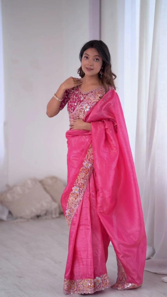 Beautiful Saree Is Elegantly Decorated Gives a Perfect Look To the Outfit.
