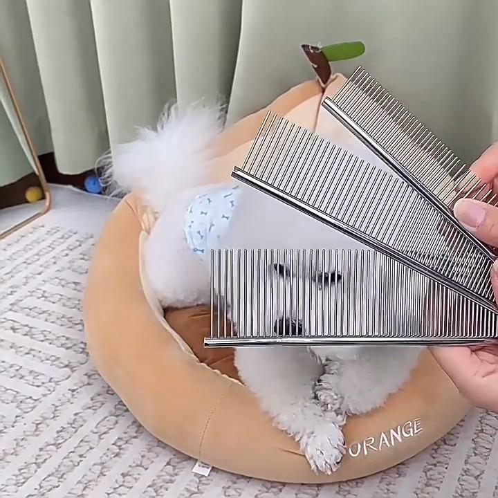 Stainless Steel Dog Comb Long Thick Hair Fur Removal Brush 19cm Pets Dog Cat Grooming Dematting Combs for Shaggy Dogs