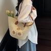 Yogodlns Женская летняя соломенная плетеная сумка-корзина большой емкости с сумкой через плечо, модные сумки с цветочным декором, роскошные дизайнерские пляжные сумки для покупок на Бали