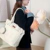 Large Capacity Shoulder Bag Solid Color Tote Bag Student Handbag