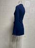 Fall Spring Women Dress Sheath Slim Fit Stand Collar Fake Pocket Decor Solid Color Long Sleeves Dating Shopping Commuting