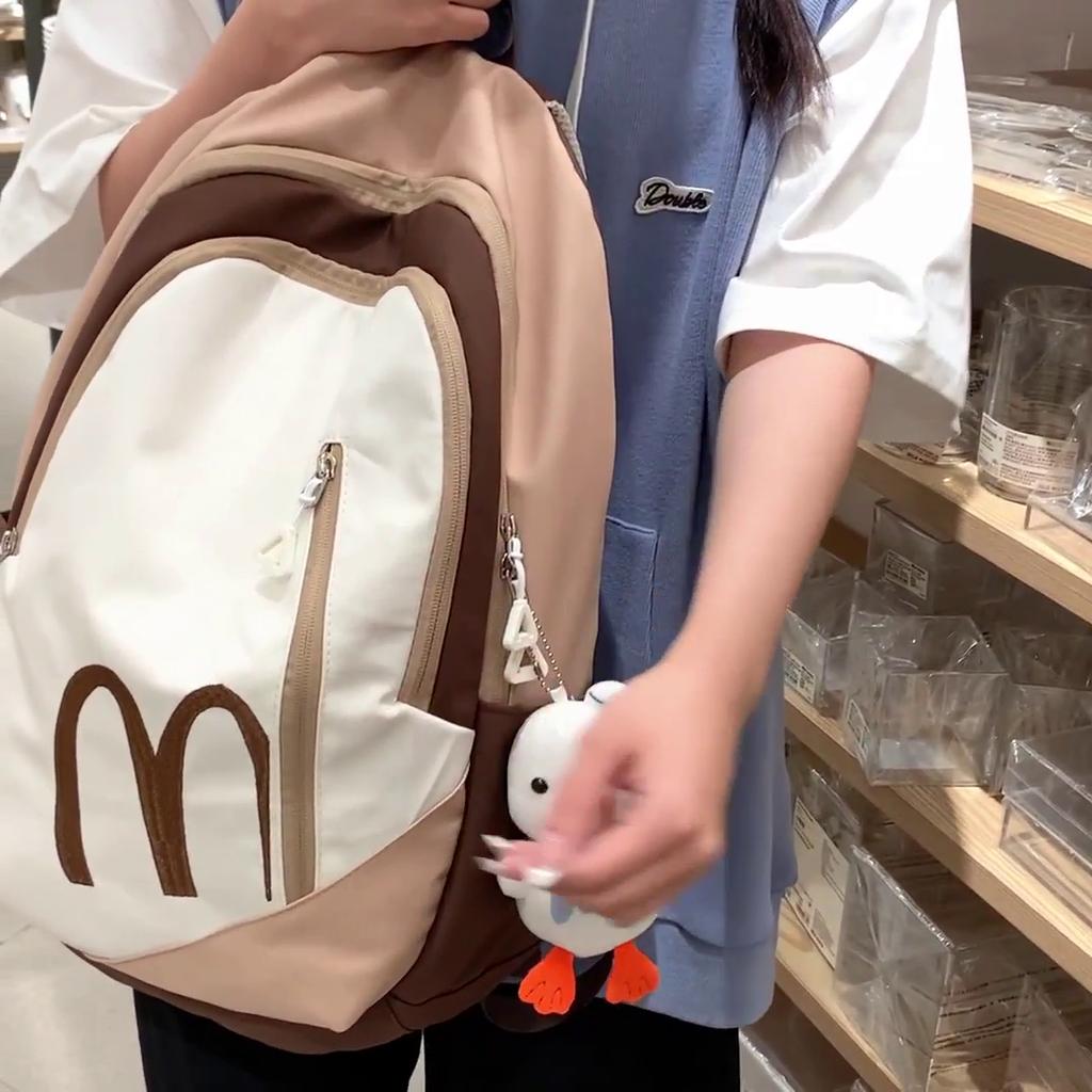 Color Block Women's Backpack Men's Large Capacity School Abg Junior High School Student Backpack Campus Backpack