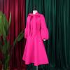 Eleganti Vestiti Donna Collo a Fiocco Manica Lunga Vita Alta Linea ad A Lusso Festa di Compleanno Femminile Vestidos Mujer