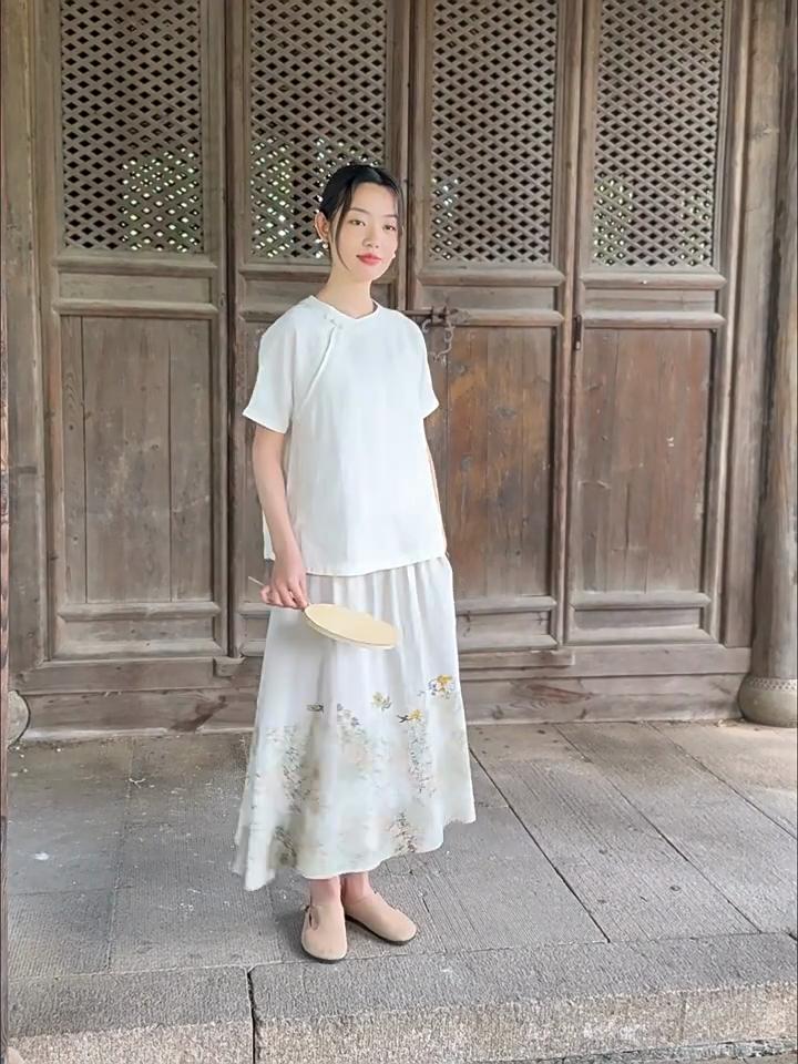 Johnature Women Vintage Print Floral Skirts Patchwork Color Cloths Summer Chinese Style High Quality Female Skirts