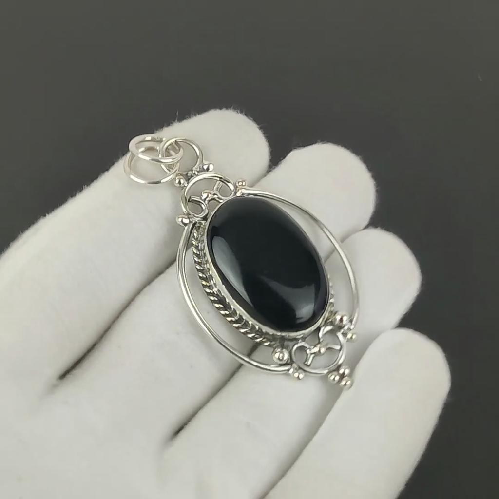Black Onyx Pendant 925 Sterling Silver Bunny Pendant Handmade Jewelry Onyx Gemstone Silver Pendant Gift for Her Gift for Mom Gift for Wife
