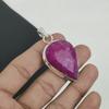 Kashmir Ruby Gemstone Silver Pendant In 925 Sterling Silver - Handmade Pear Design, Everyday Wear Jewelry Mother's Day Gift