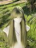 Peluca de Cosplay XIYUE con Flequillo Cabello Liso Sintético 20 Pulgadas de Largo Resistente al Calor Peluca Verde Fruta Para Mujeres
