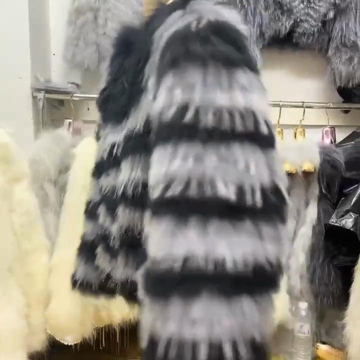 Real Raccoon Fur Women's Coat Young Style Fur Coat Women's Winter Short Slim Contrast Color Top