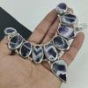 Natural Chevron Amethyst Gemstone Handmade 925 Sterling Silver Electroform Necklace, Chevron Amethyst Silver For Wife Unisex Necklace, Gifts