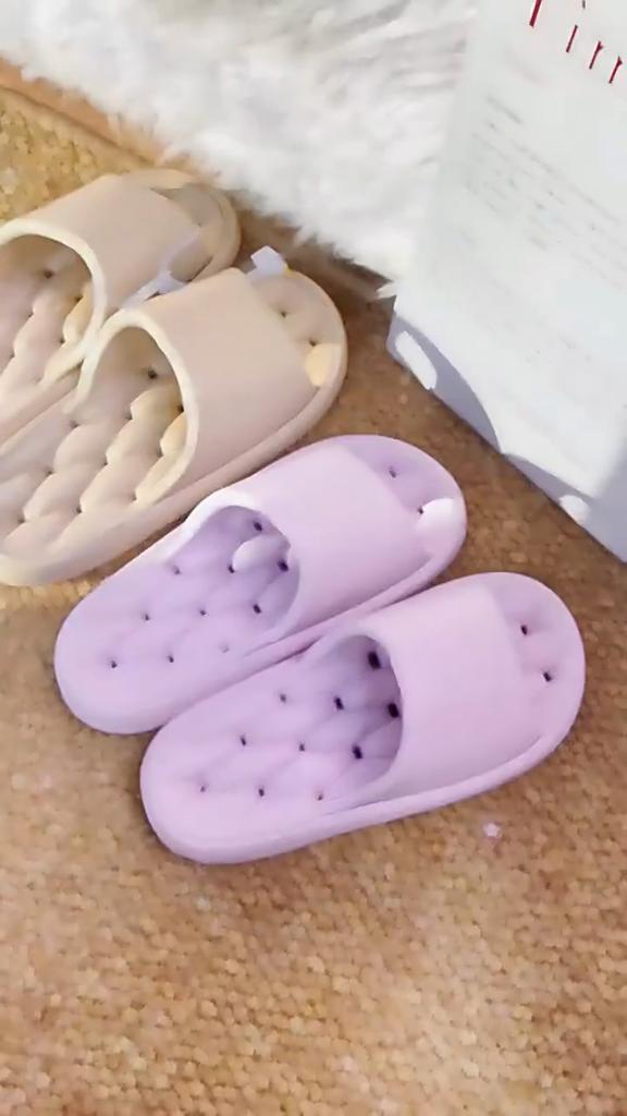 Home Slippers Summer Indoor Anti-Slip Bath Shower Couple's Thickened Hollow-Out Quick-Dry Outdoor Flip-Flops for Women