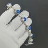 Natural Blue Chalcedony Bracelet 925 Sterling Silver Bracelet Adjustable Chain Bracelet Handmade Boho Bracelet Gemstone Jewelry Engagement Gifts