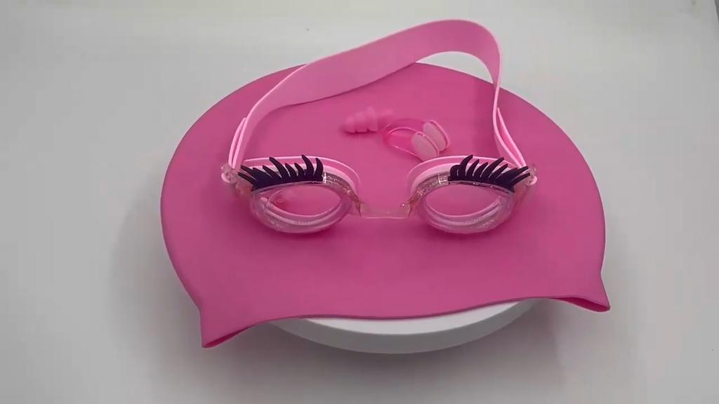 Kids Swim Goggles with Eyelashes Protection Clear Leakage Anti-Fog UV Waterproof No Lens Boys Girls