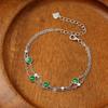 Fashion Commuter Natural Jadeite Yang Green Double Row Design Inlaid Women's Light Luxury Versatile Bracelet Fashion Retro Jewelry Gift