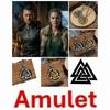 Vintage Retro Valknut Viking Icon Dragon Round Pendant Necklace Chain Unisex Men Women Fashion Gothic Amulet Talisman Jewelry Party Gift