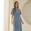 Women's Spring Summer Long Soft Terry Cloth Bathrobe Couples Short Sleeves Robe with Pockets V Neck Lace Up Sleepwear