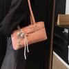 Belt Buckle Design Shoulder Satchels Bag for Women 2025 New In Luxury Designer Handbags Branded Fashion Totes with Pendant